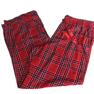 Victoria’s Secret Flannel Pajama Lounge Bottom Pants XL Plaid Red Shine Pockets